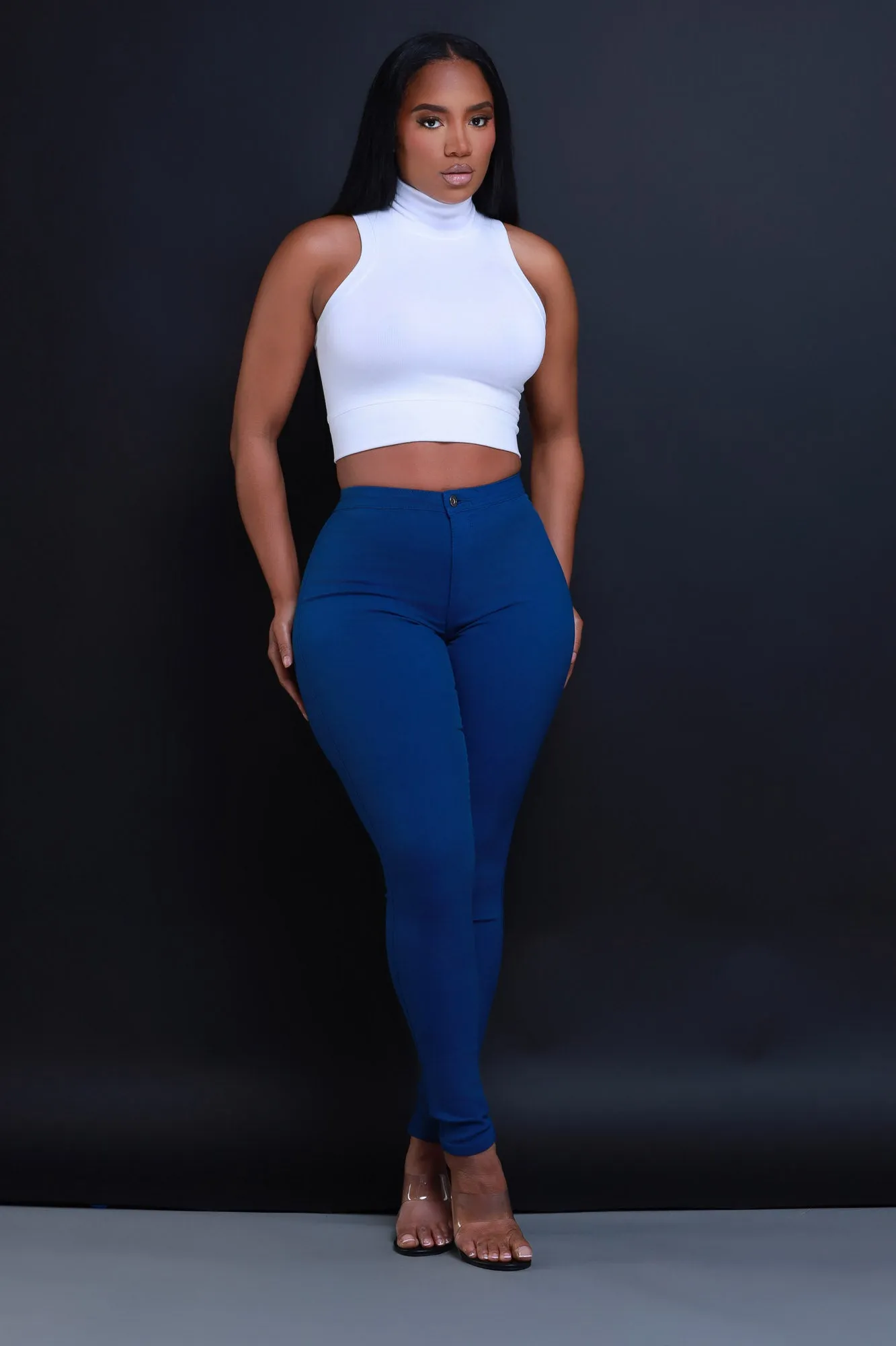 $15.99 Super Swank High Waist Stretchy Jeans - Ocean Blue
