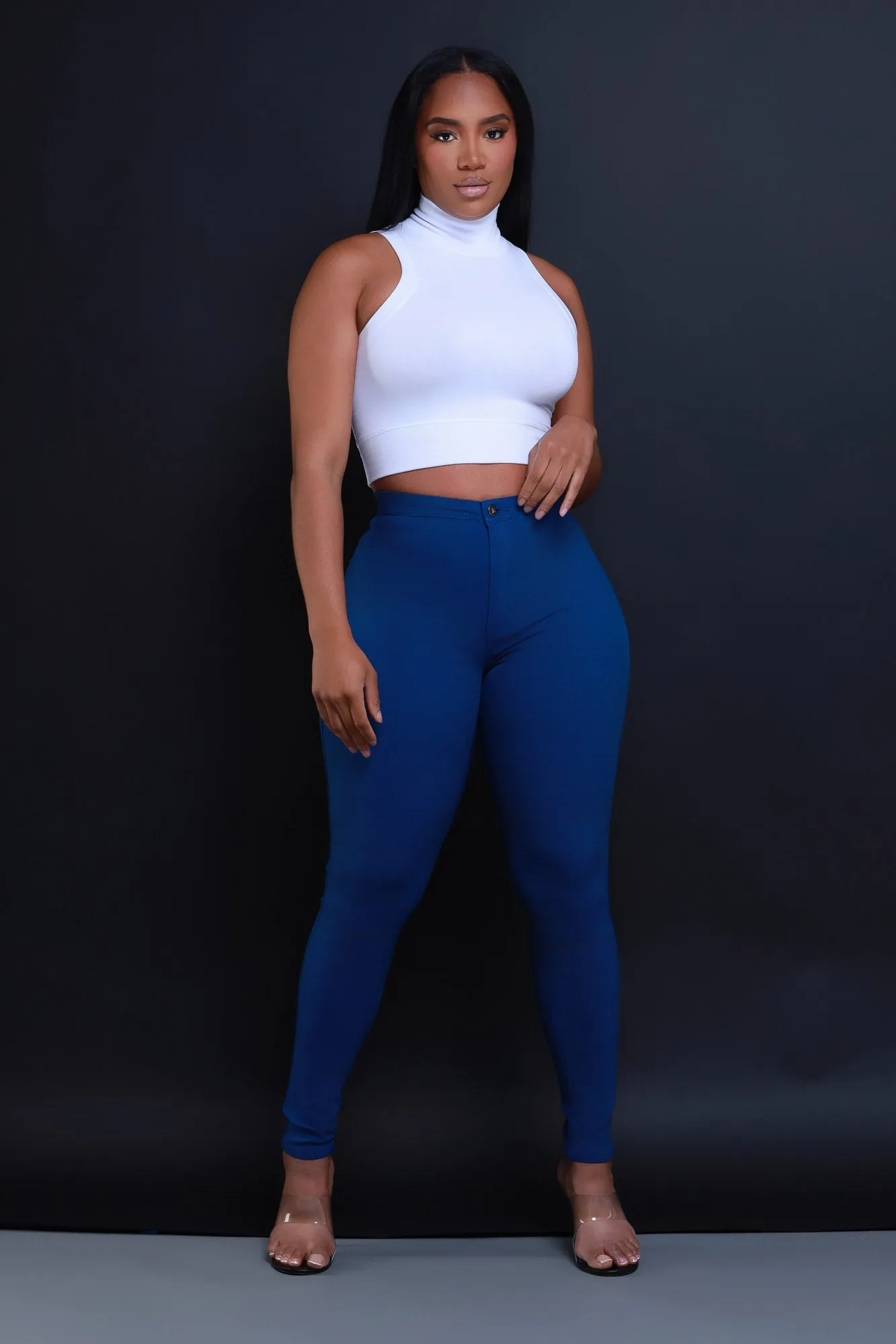 $15.99 Super Swank High Waist Stretchy Jeans - Ocean Blue
