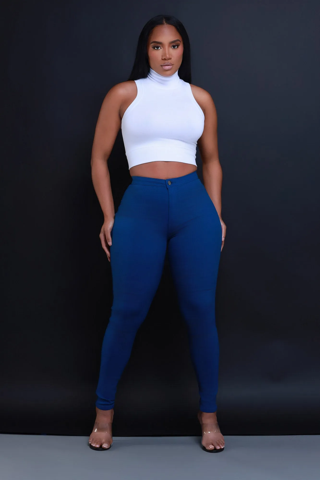 $15.99 Super Swank High Waist Stretchy Jeans - Ocean Blue