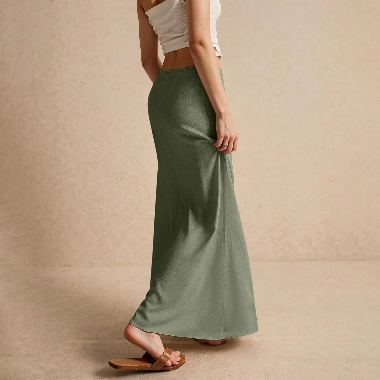 2025 Womens Boho Casual Tie Long Maxi Skirt Summer Low Waisted Casual Basic Warp Skirts for Beach Vacation Daily