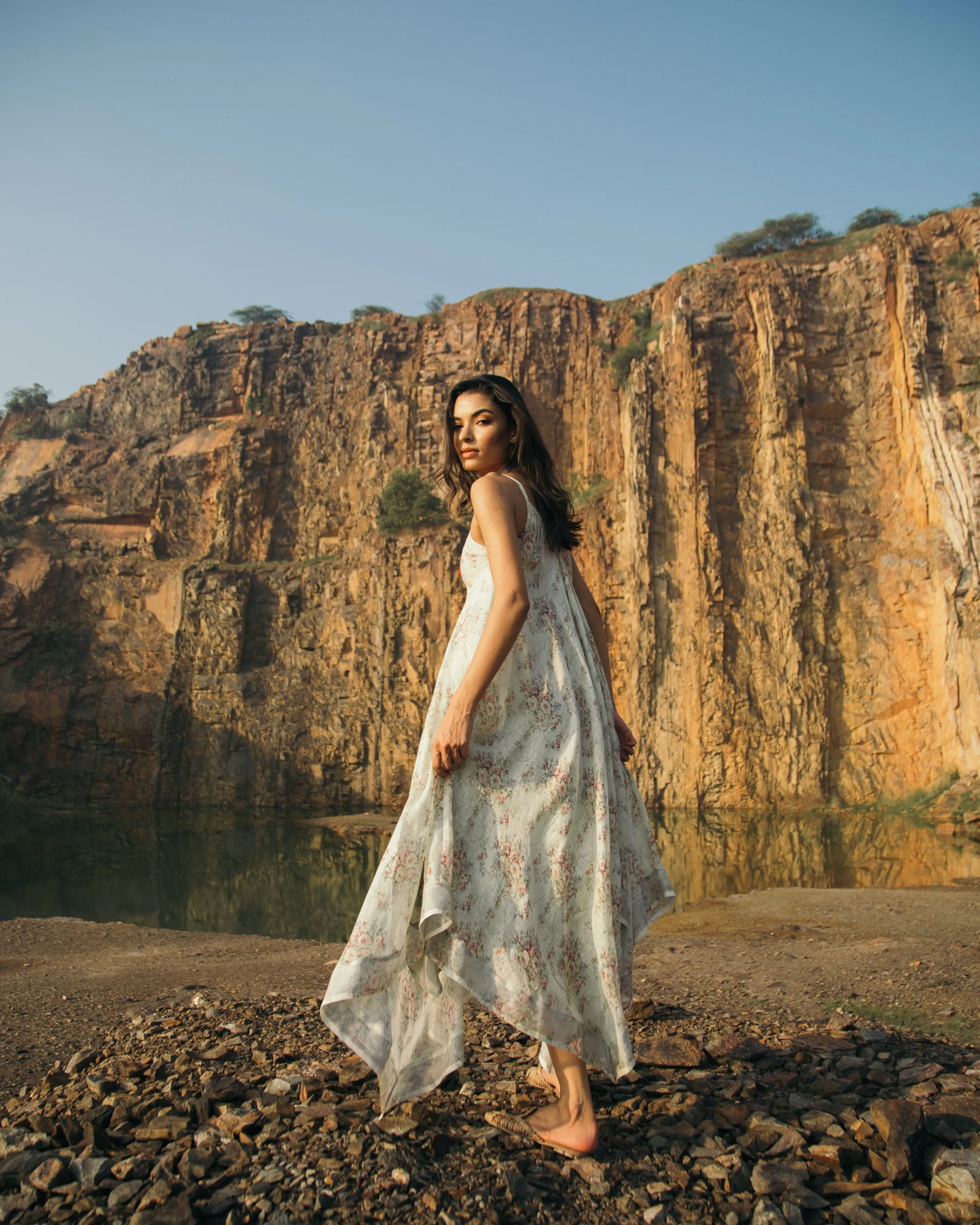 Asymmetric floral dress