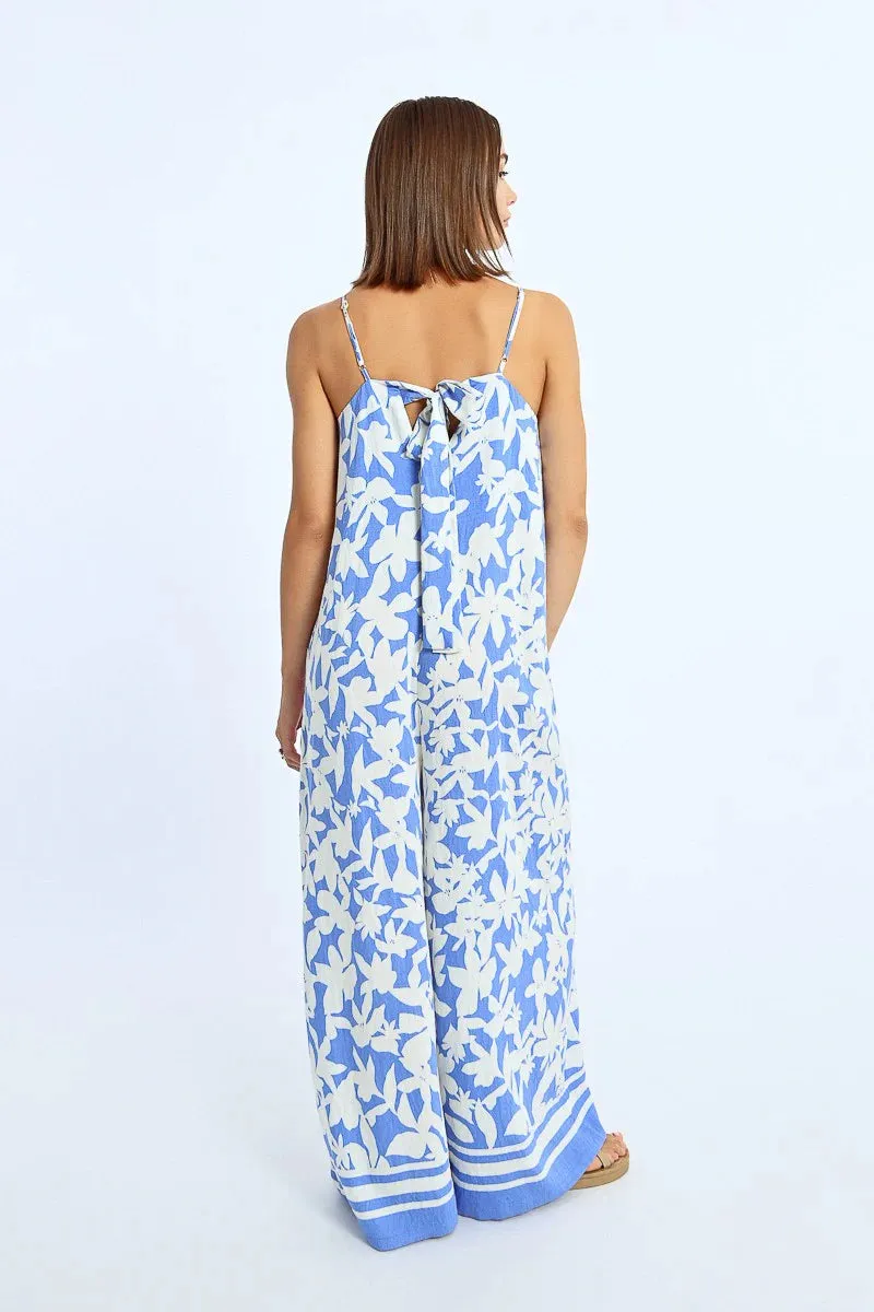 Blue Patterned Jumpsuit – Flowy, Chic, and Effortlessly Stylish One-Piece Outfit
