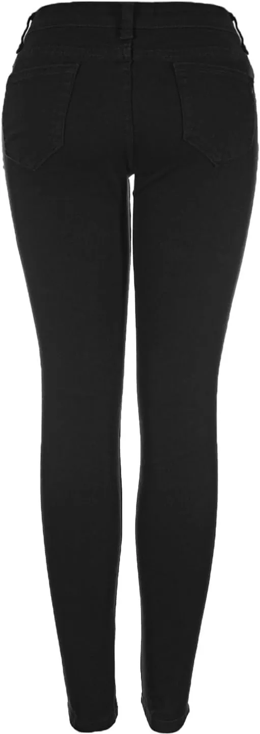 BodiLove Women's Stretchy 5 Pocket Skinny Distressed Denim Jeans
