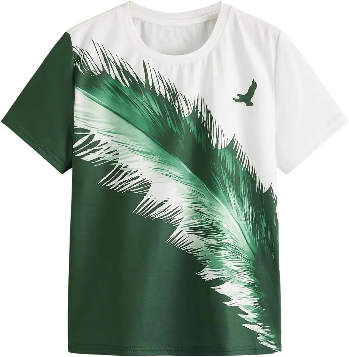 Boy's Letter Graphic Crewneck Tee Shirt Short Sleeve Drop Shoulder Cool Tops