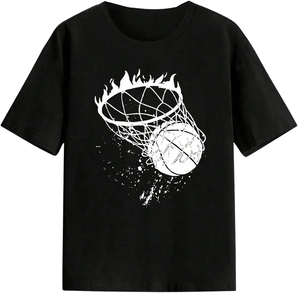 Boy's Letter Graphic Crewneck Tee Shirt Short Sleeve Drop Shoulder Cool Tops