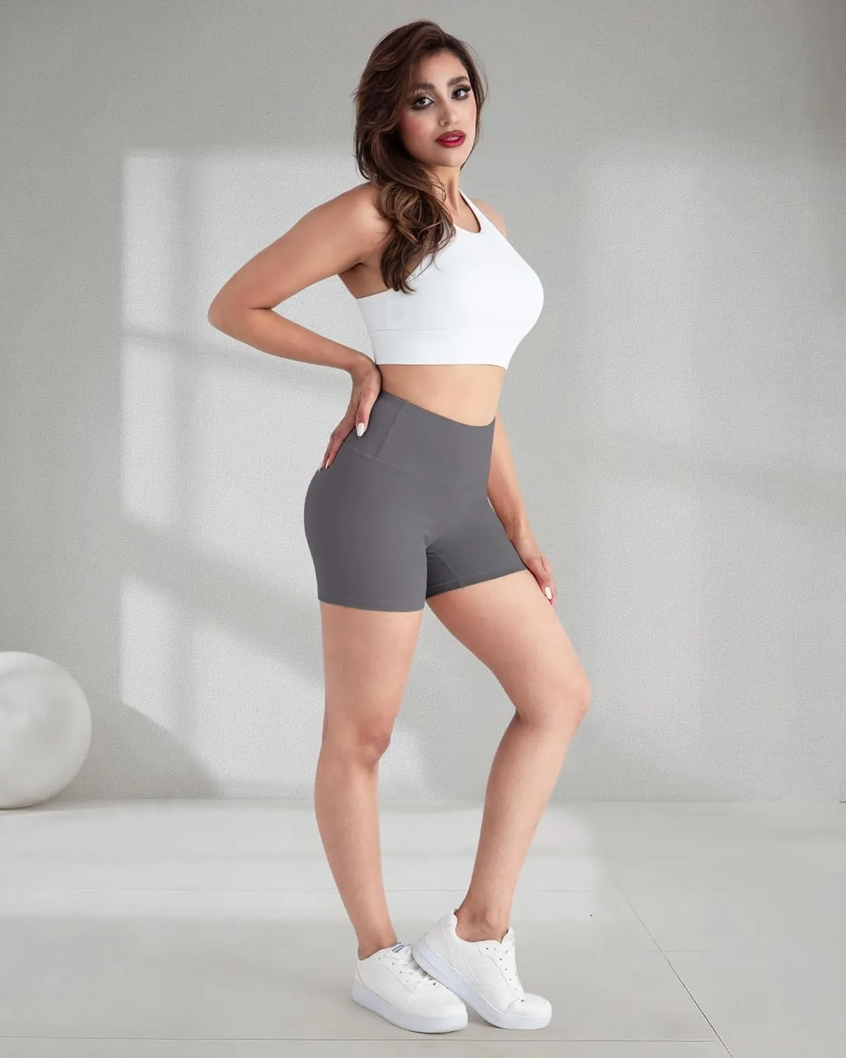 CHRLEISURE High Waisted Spandex Biker Shorts, Workout Booty Soft Yoga Shorts for Women