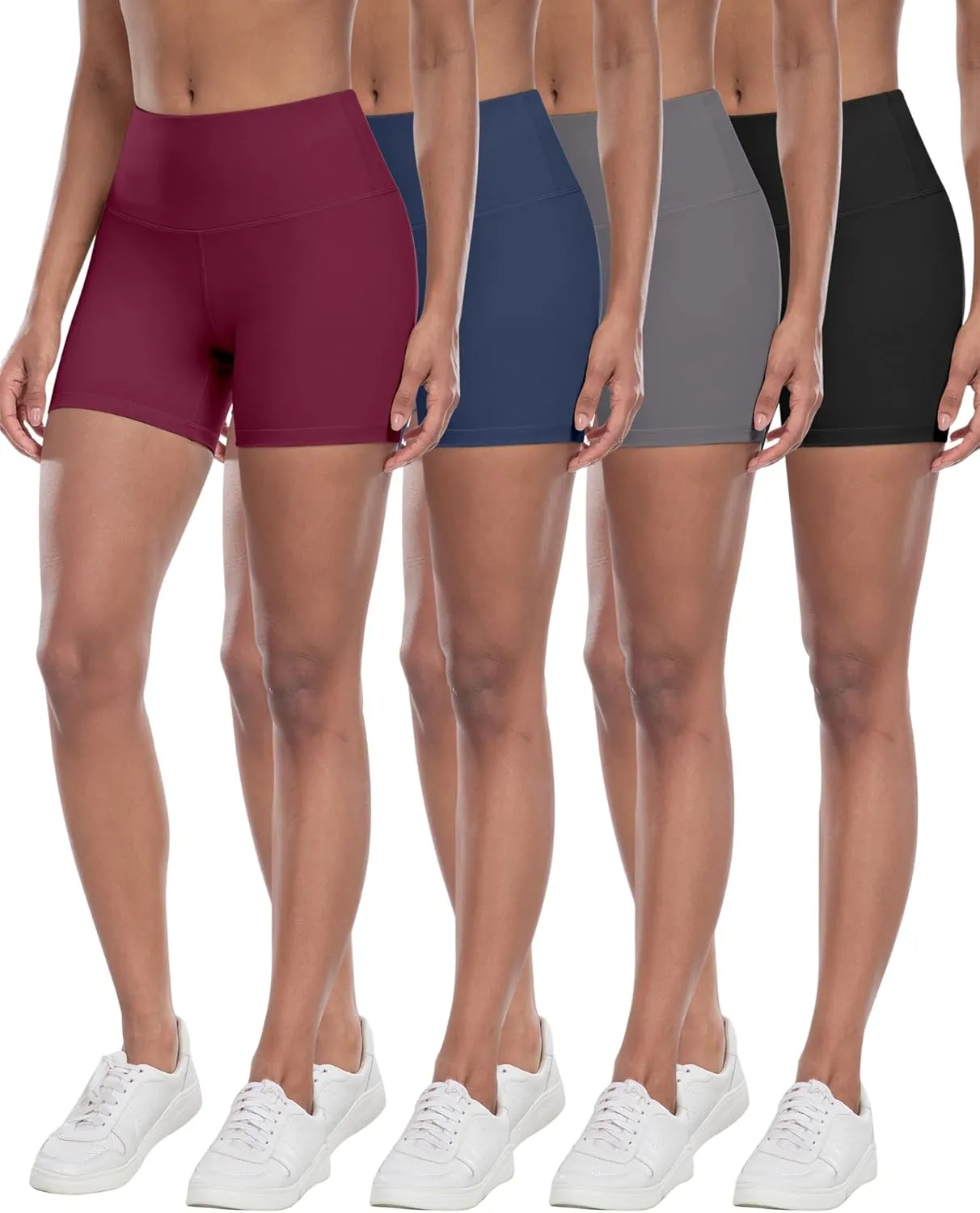 CHRLEISURE High Waisted Spandex Biker Shorts, Workout Booty Soft Yoga Shorts for Women