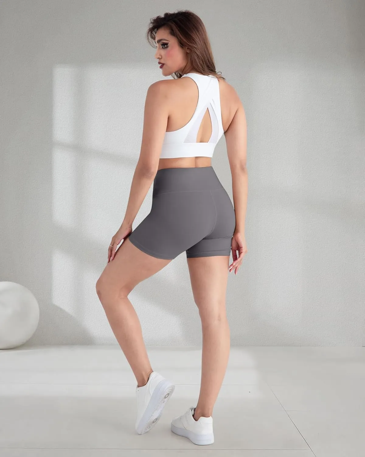 CHRLEISURE High Waisted Spandex Biker Shorts, Workout Booty Soft Yoga Shorts for Women