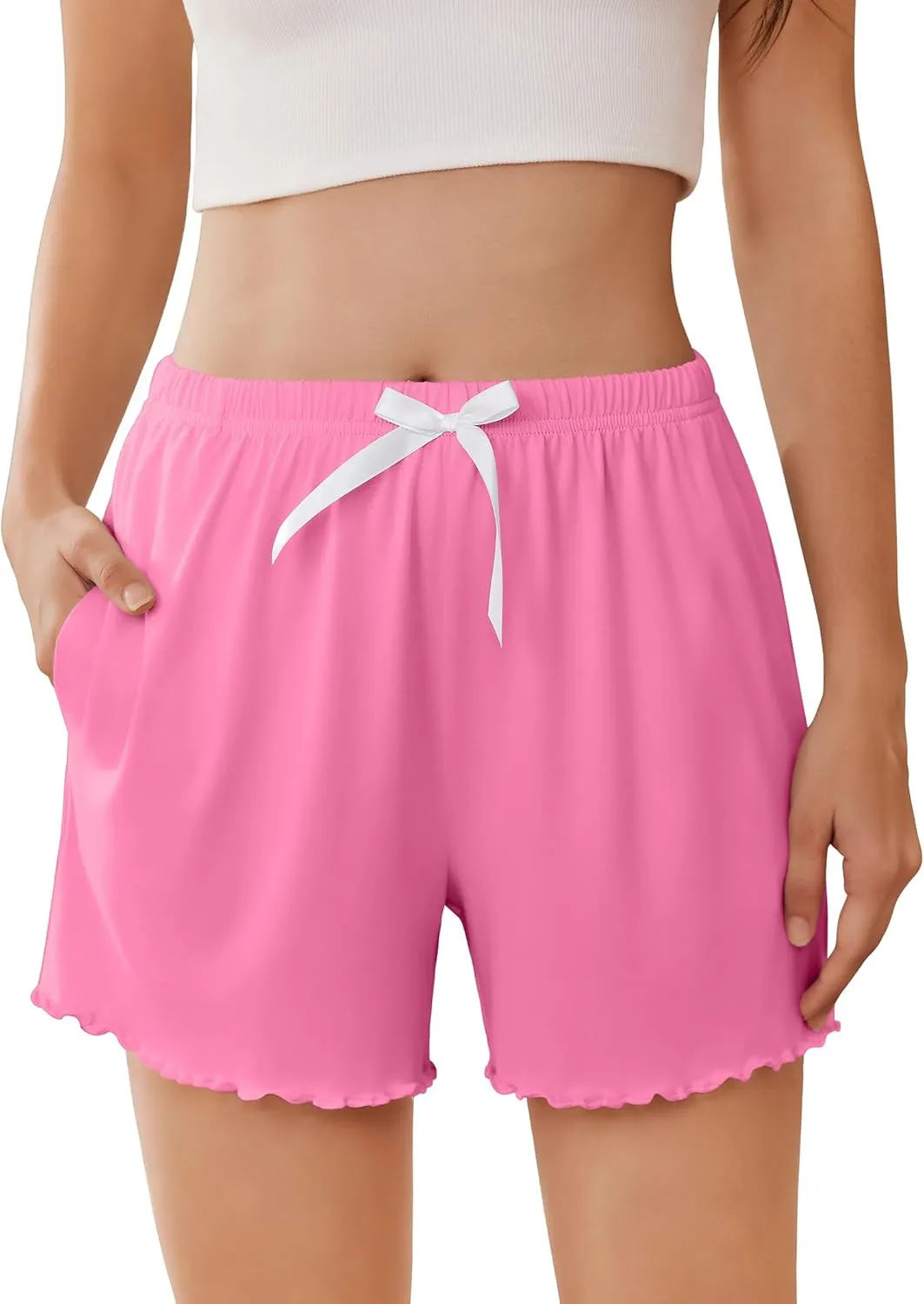 Ekouaer Womens Pajama Shorts Soft Comfy Sleep Shorts Casual Elastic Waist Pj Short with Pockets