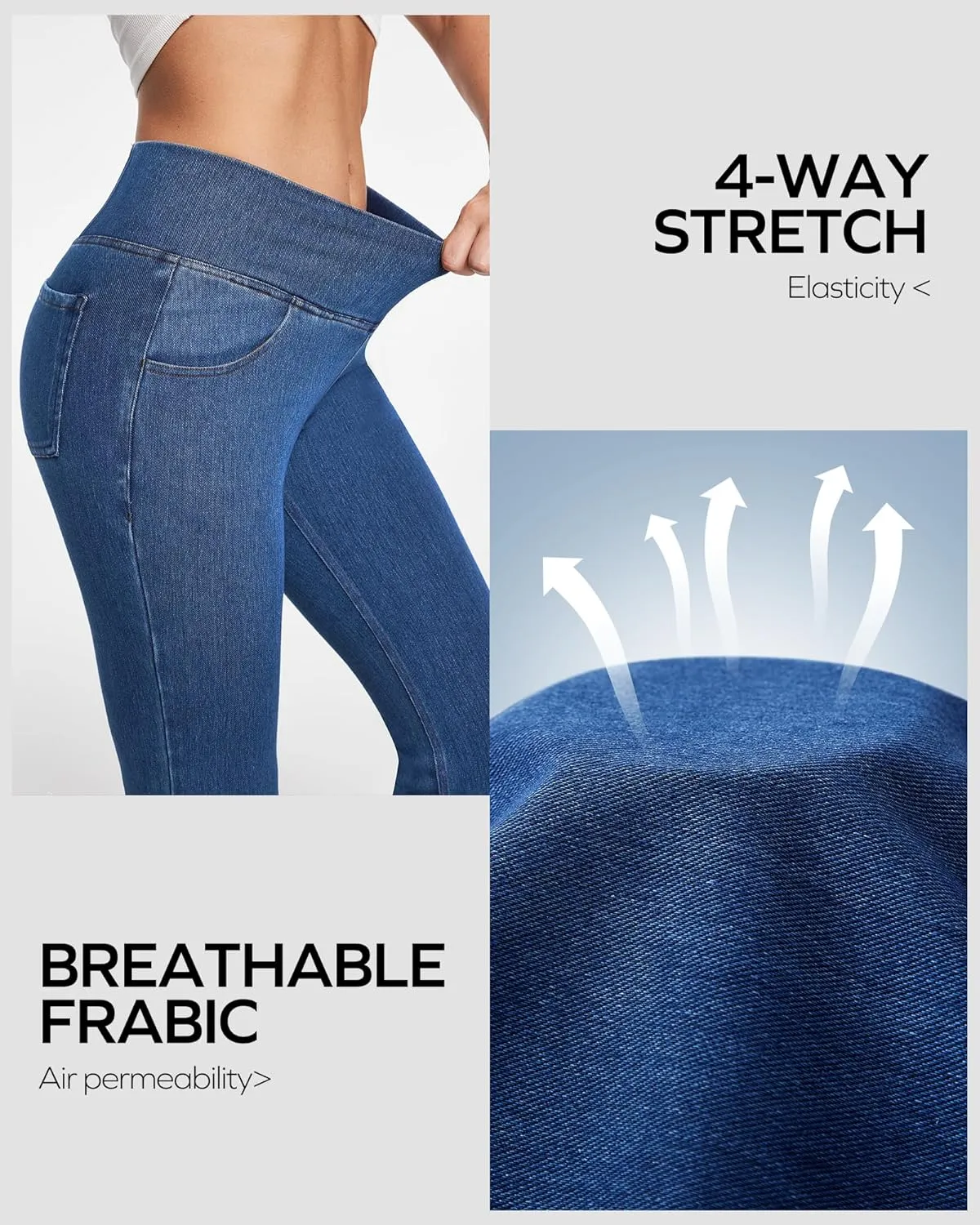 Ewedoos Flare Bell Bottom Jeans for Women Jeggings Tummy Control High Waisted Stretchy Crossover Pull On Jeans
