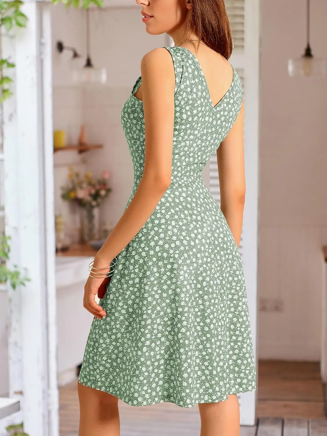 FENSACE Women's Sleeveless Floral Midi Dress Casual Tank Dress