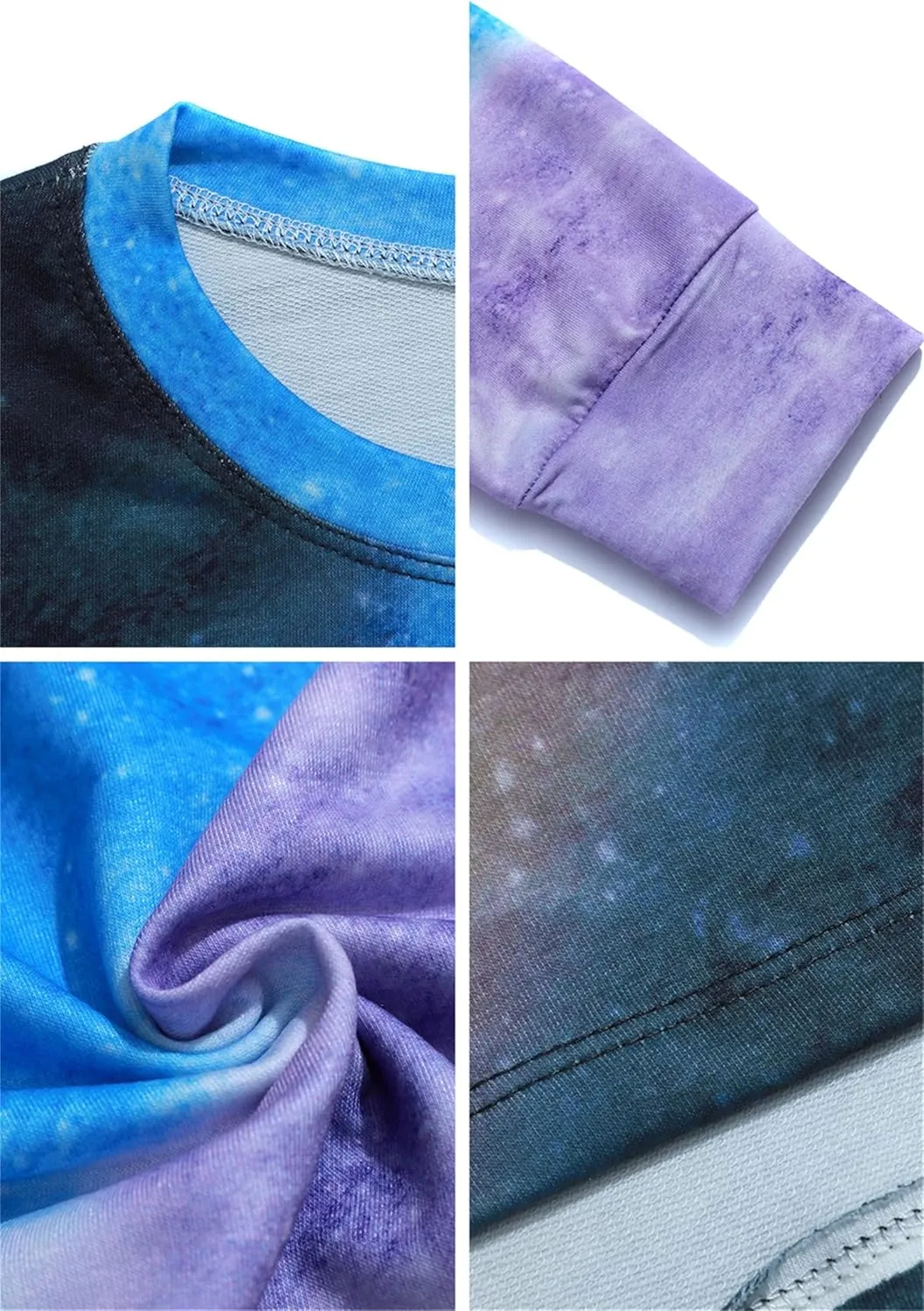 FLITAY Womens Casual Loose Fit Shirts Long Sleeve Comfy Tops Round Neck Tie Dye Pullover Sweatshirts