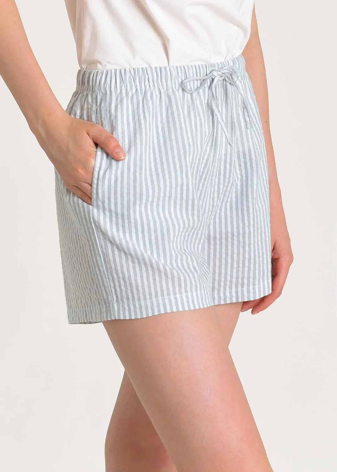 Latuza Women's Cotton Pajama Shorts Soft Seersucker Sleep Shorts Pack