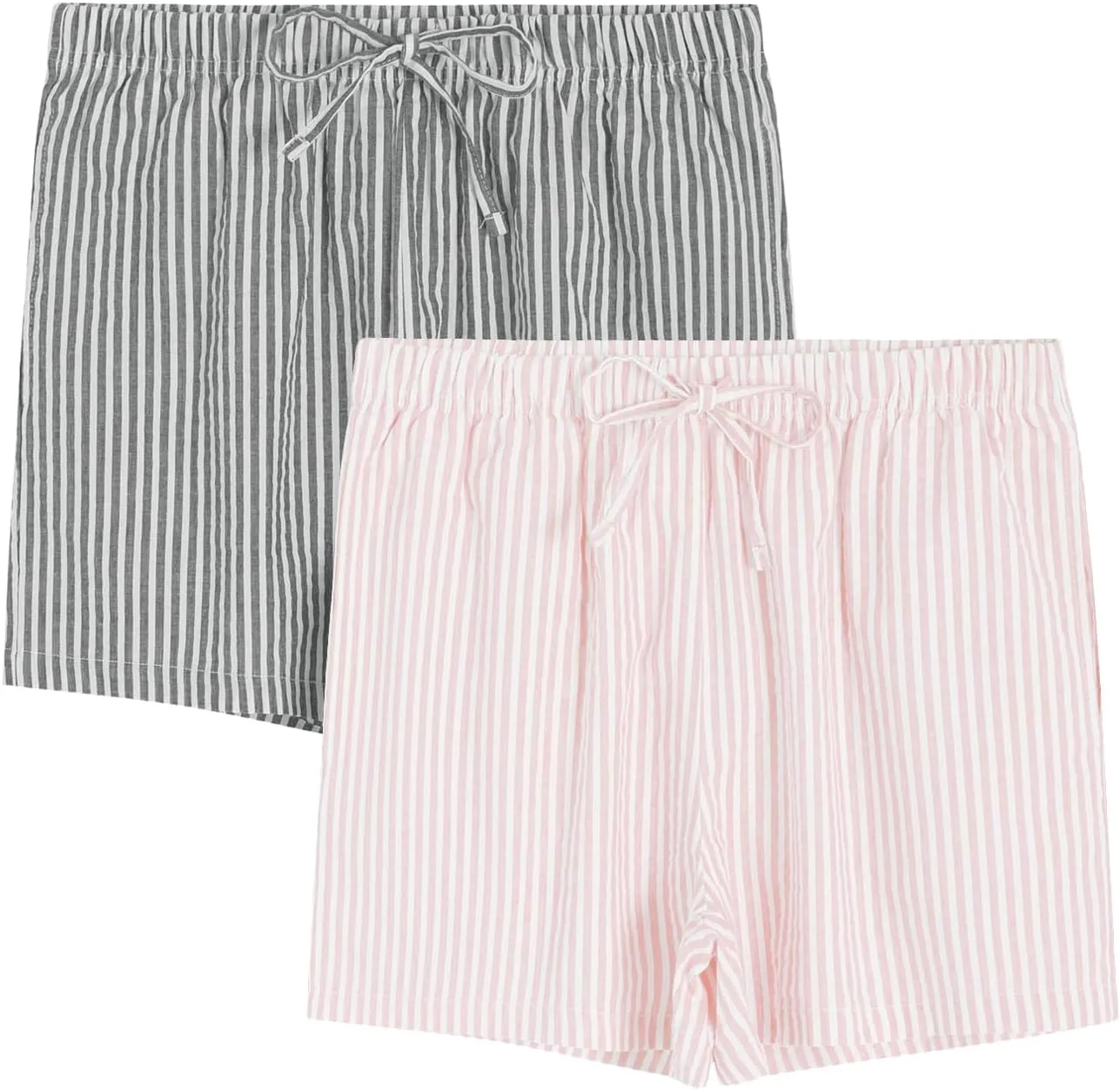 Latuza Women's Cotton Pajama Shorts Soft Seersucker Sleep Shorts Pack