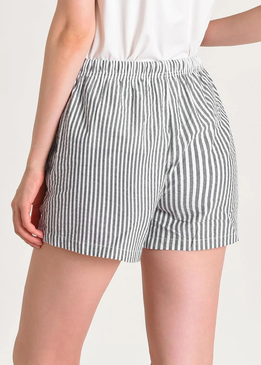 Latuza Women's Cotton Pajama Shorts Soft Seersucker Sleep Shorts Pack