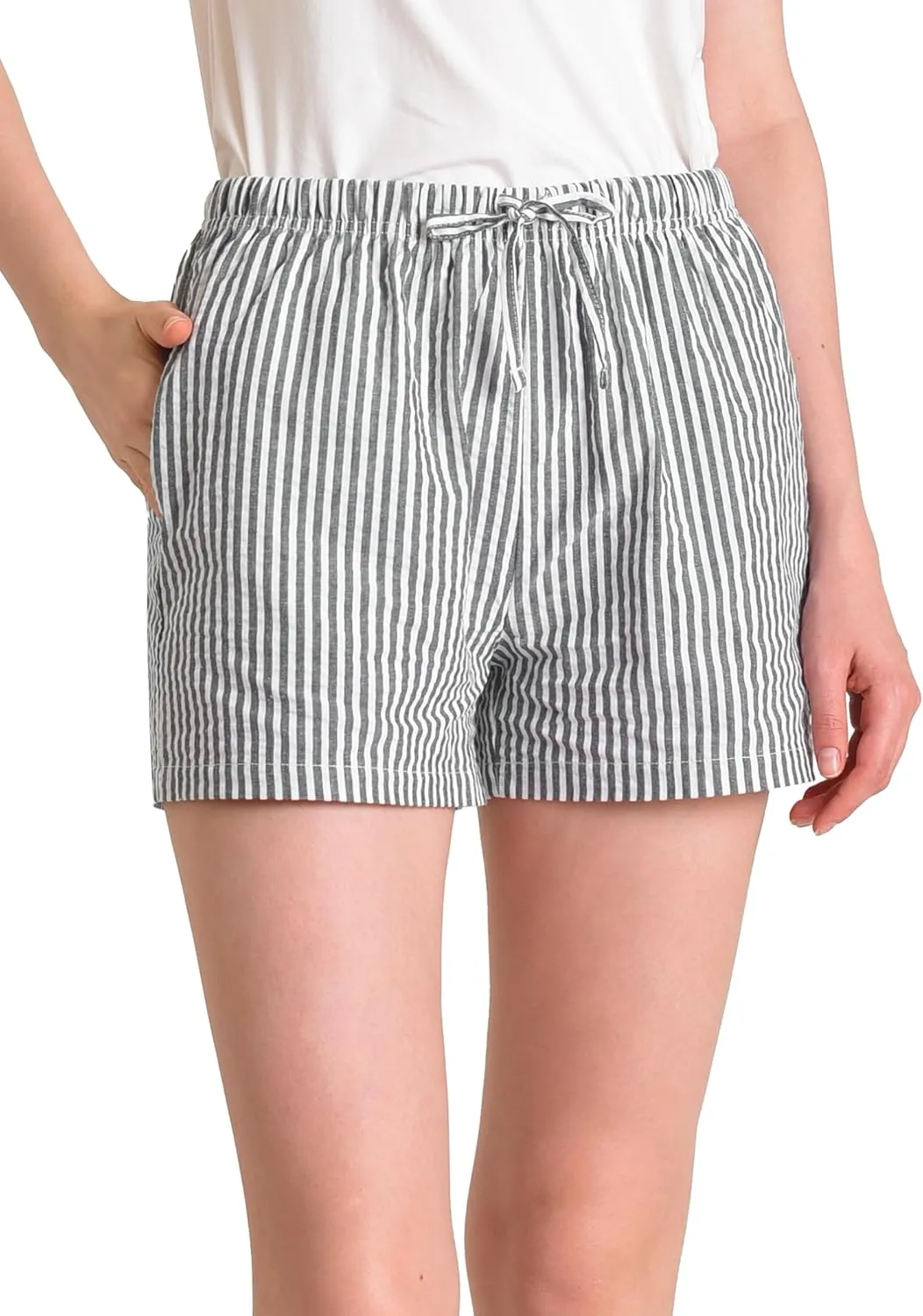 Latuza Women's Cotton Pajama Shorts Soft Seersucker Sleep Shorts Pack