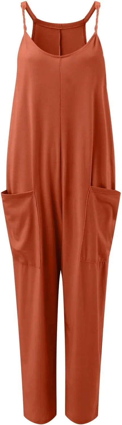 LCMTWX Jumpsuit for Woman Comfortable Shoulder Strap Loose Jumpsuit Pocket Summer Fashion Jumpsuit Jumpsuits Women Jumpsuit