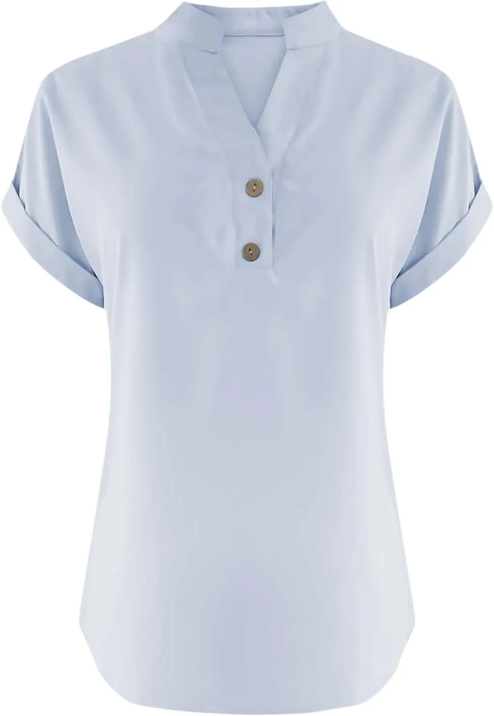 Linen Shirts for Women 2025 Womens Button Down Short Sleeve V Neck Shirts Solid Color Comfy Tops Summer Tunic Top