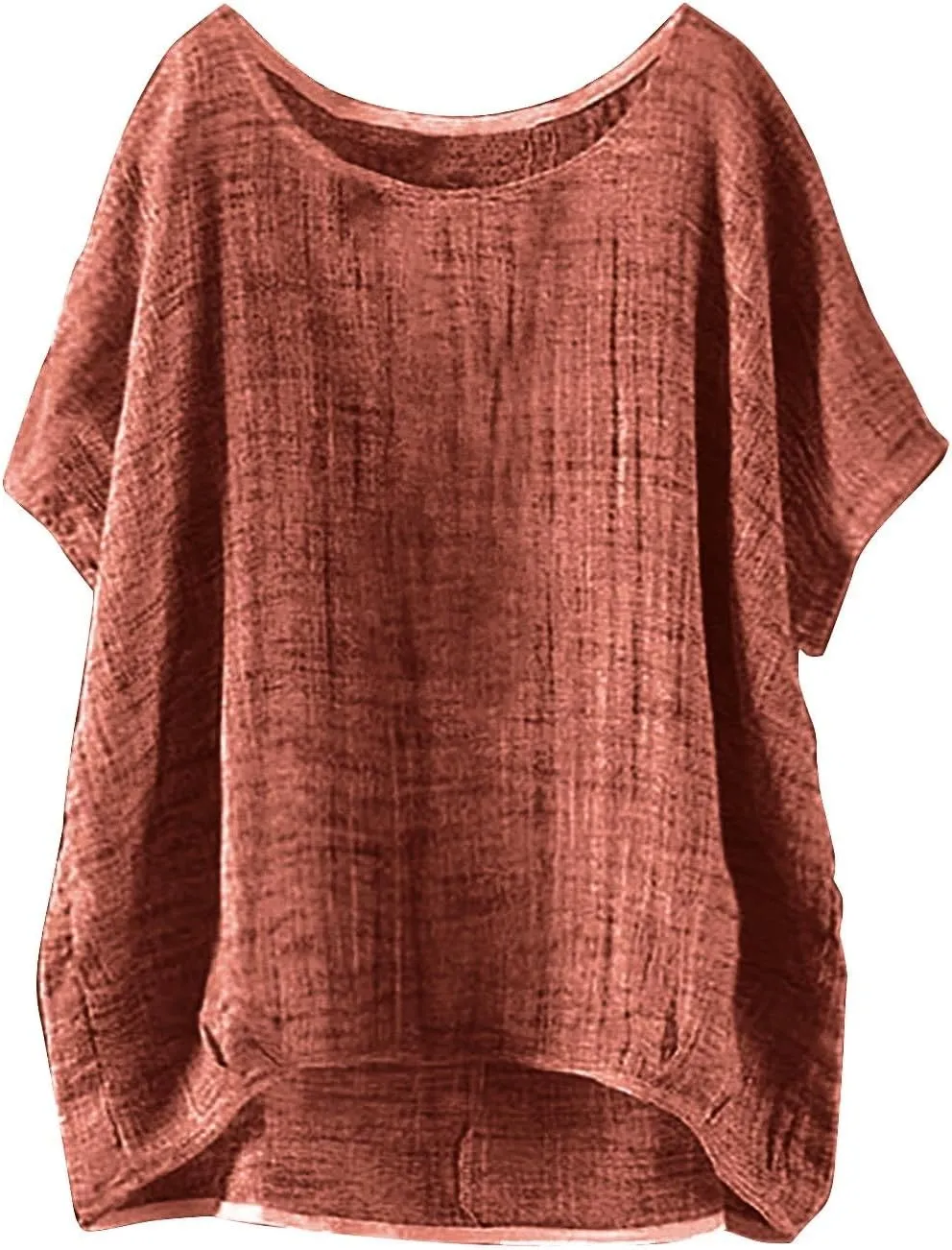 Linen Shirts for Women Summer 2024 Trendy Plus Size Crewneck Short Sleeve Cute Tops Casual Loose Fit Comfy Blouses