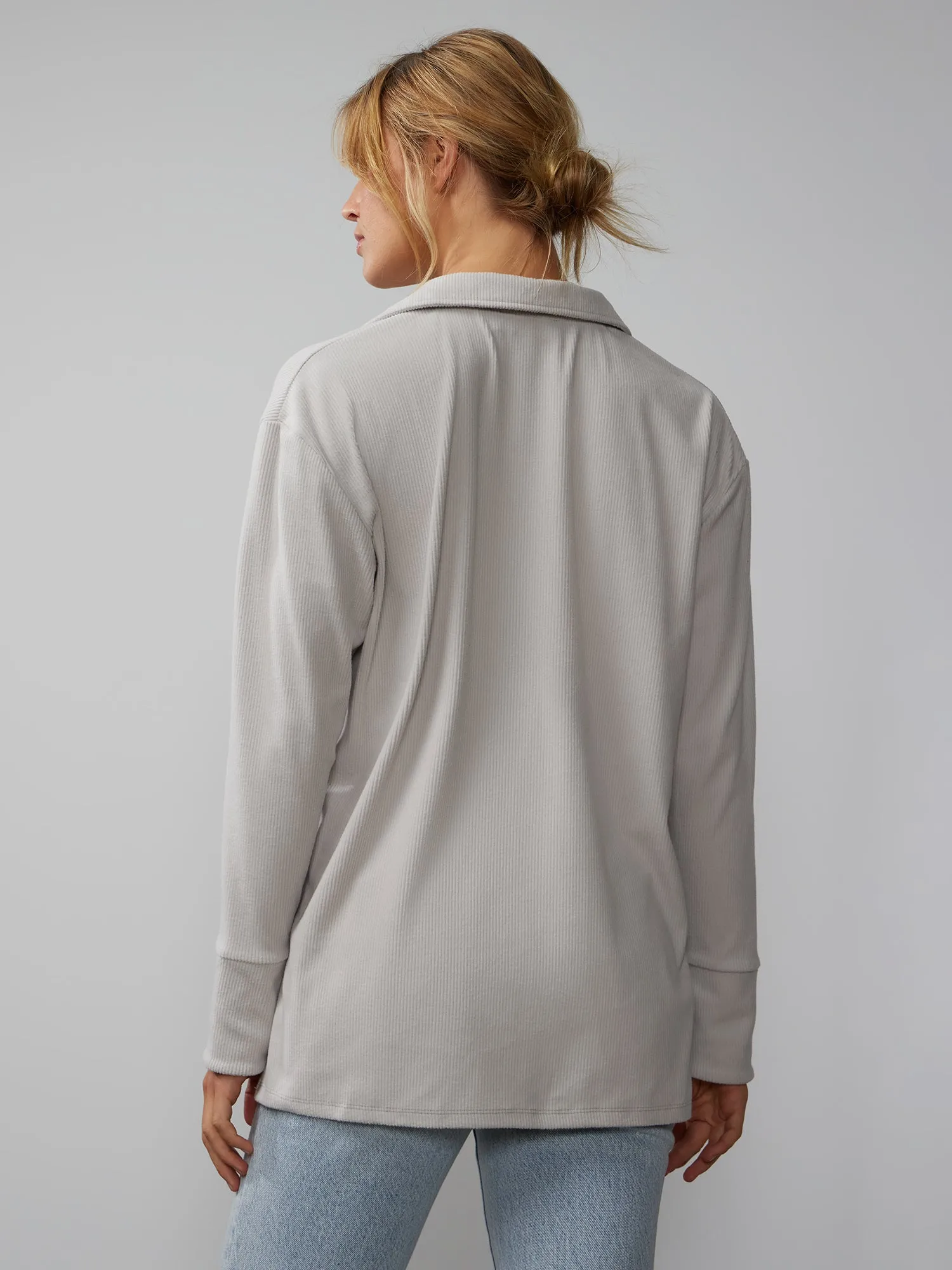 Long Sleeve Collar V-Neck Tunic