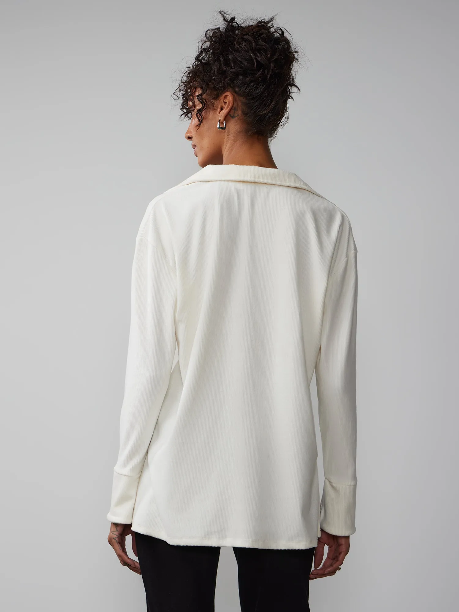 Long Sleeve Collar V-Neck Tunic