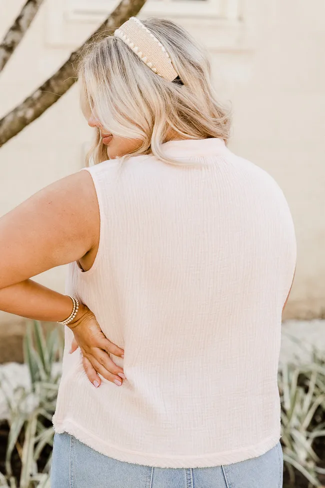 Making Me Blush Gauze Notched Neck Blush Pink Tank FINAL SALE
