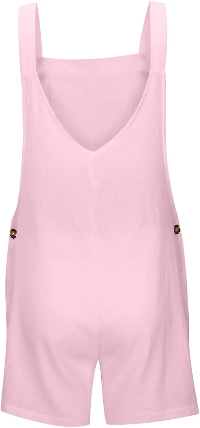 Maternity Jumpsuit for Pregnancy,Casual Short Pants Rompers Maternity Overalls One Piece Outfits with Pocket