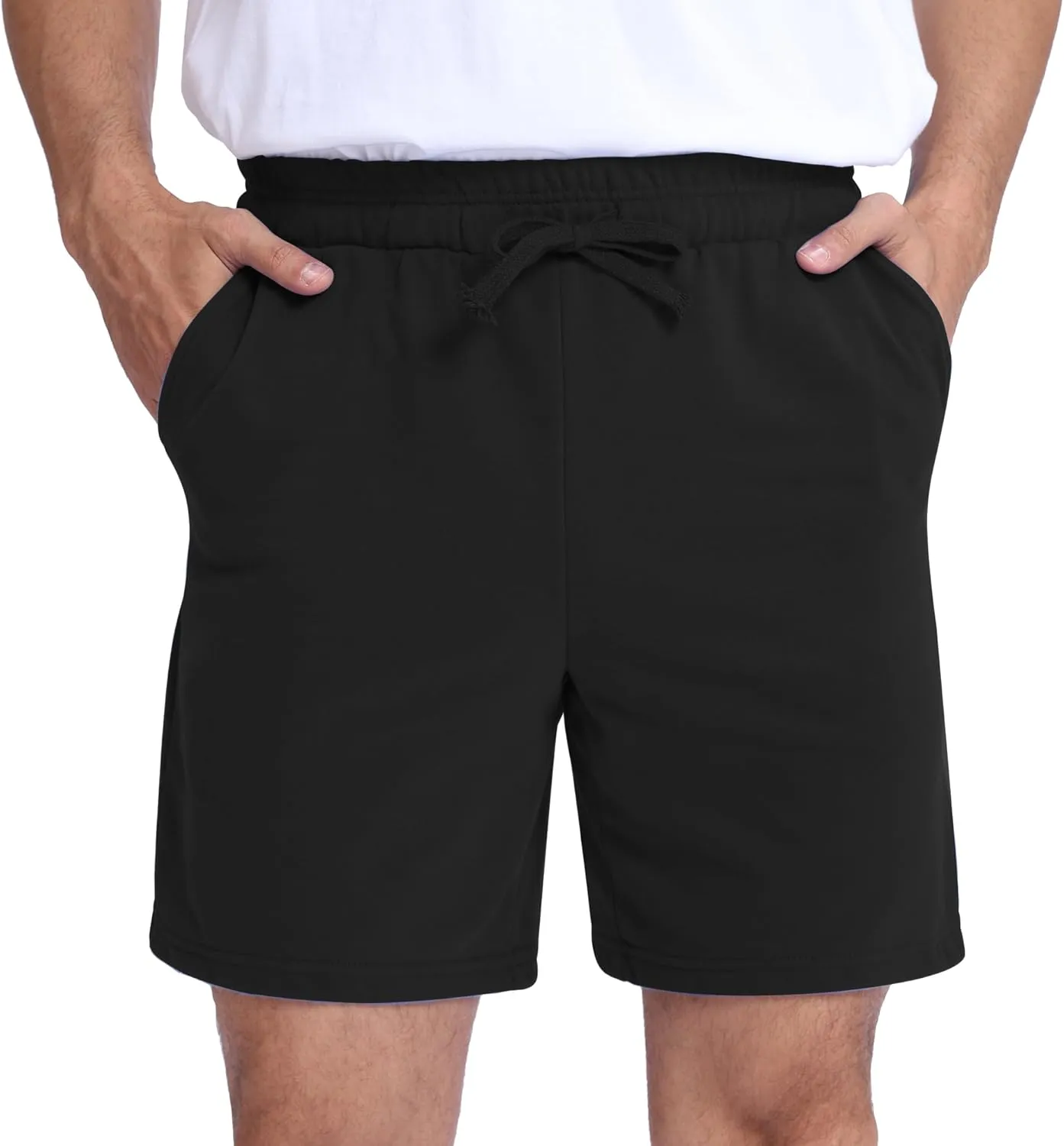 Mens Shorts 100% Cotton with Pockets  Lightweight, Soft Athletic Shorts for Lounge, Sleep, Workout