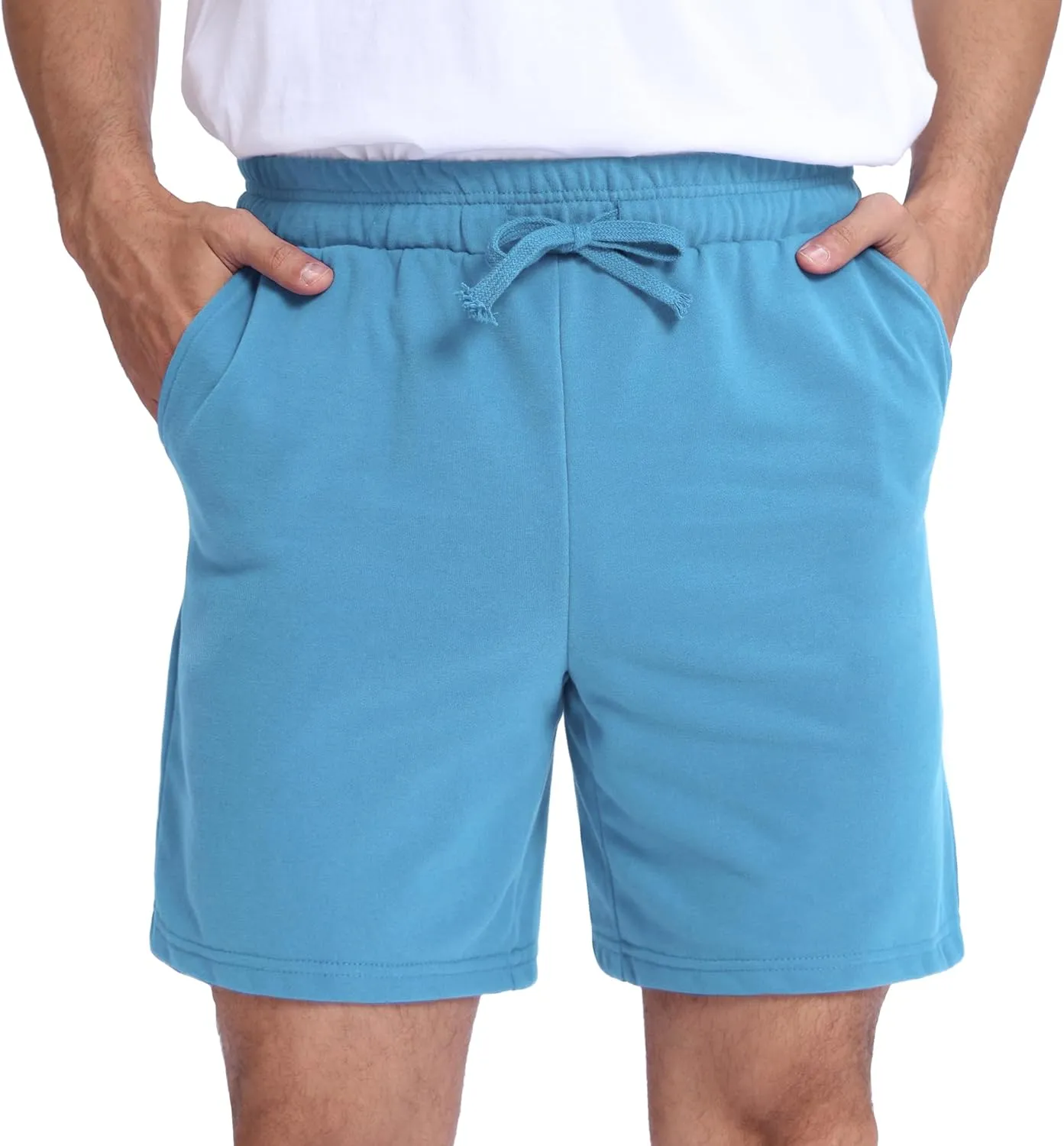 Mens Shorts 100% Cotton with Pockets  Lightweight, Soft Athletic Shorts for Lounge, Sleep, Workout
