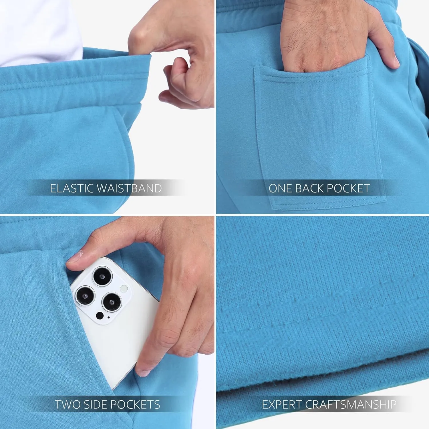 Mens Shorts 100% Cotton with Pockets  Lightweight, Soft Athletic Shorts for Lounge, Sleep, Workout