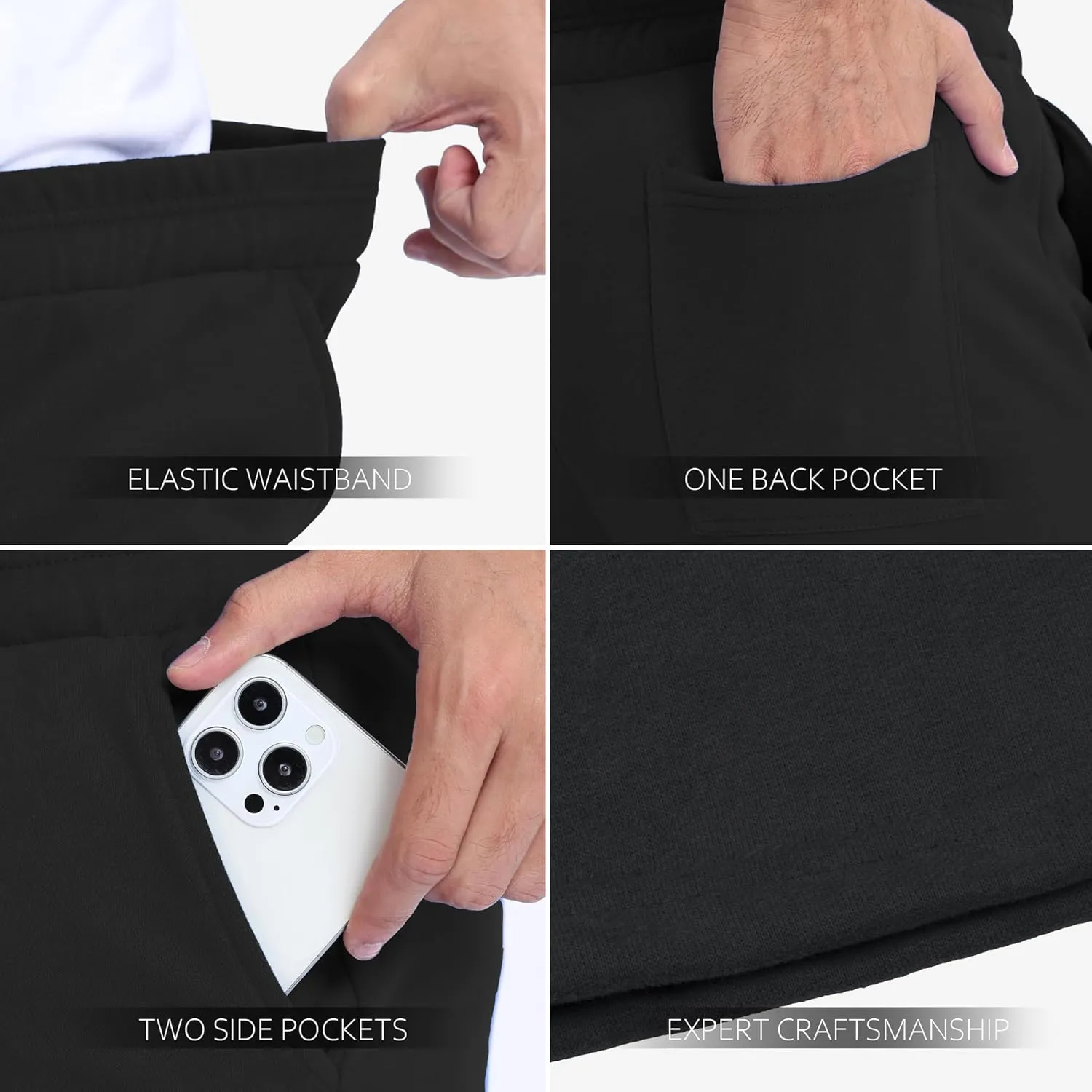Mens Shorts 100% Cotton with Pockets  Lightweight, Soft Athletic Shorts for Lounge, Sleep, Workout