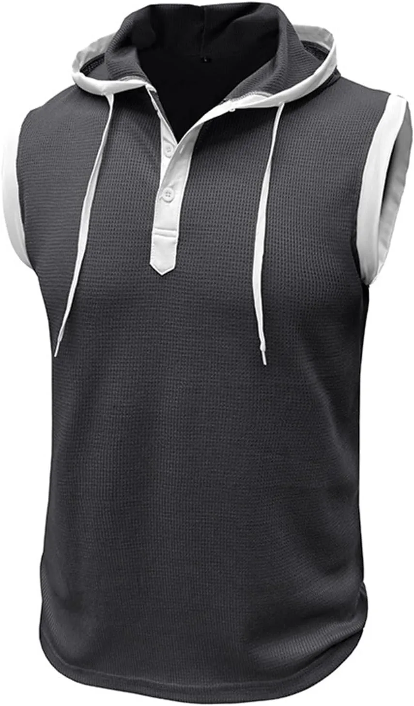 Men's Sleeveless Hoodie with Mask Casual Workout Gym Compression Tank Tops Summer Sleeveless Shirts Cool Hooded Sweatshirt