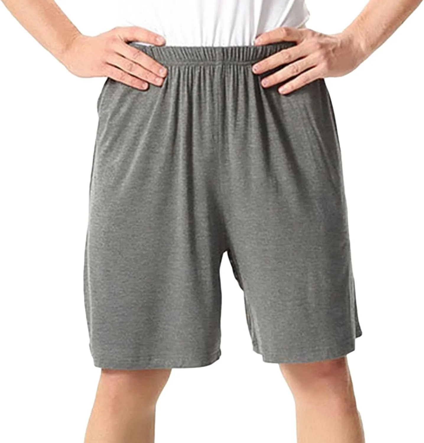 Men's Soft Pajama Shorts Cotton Pjs Bottoms Lightweight Summer Sleep Lounge Shorts Mid Waist Comfy