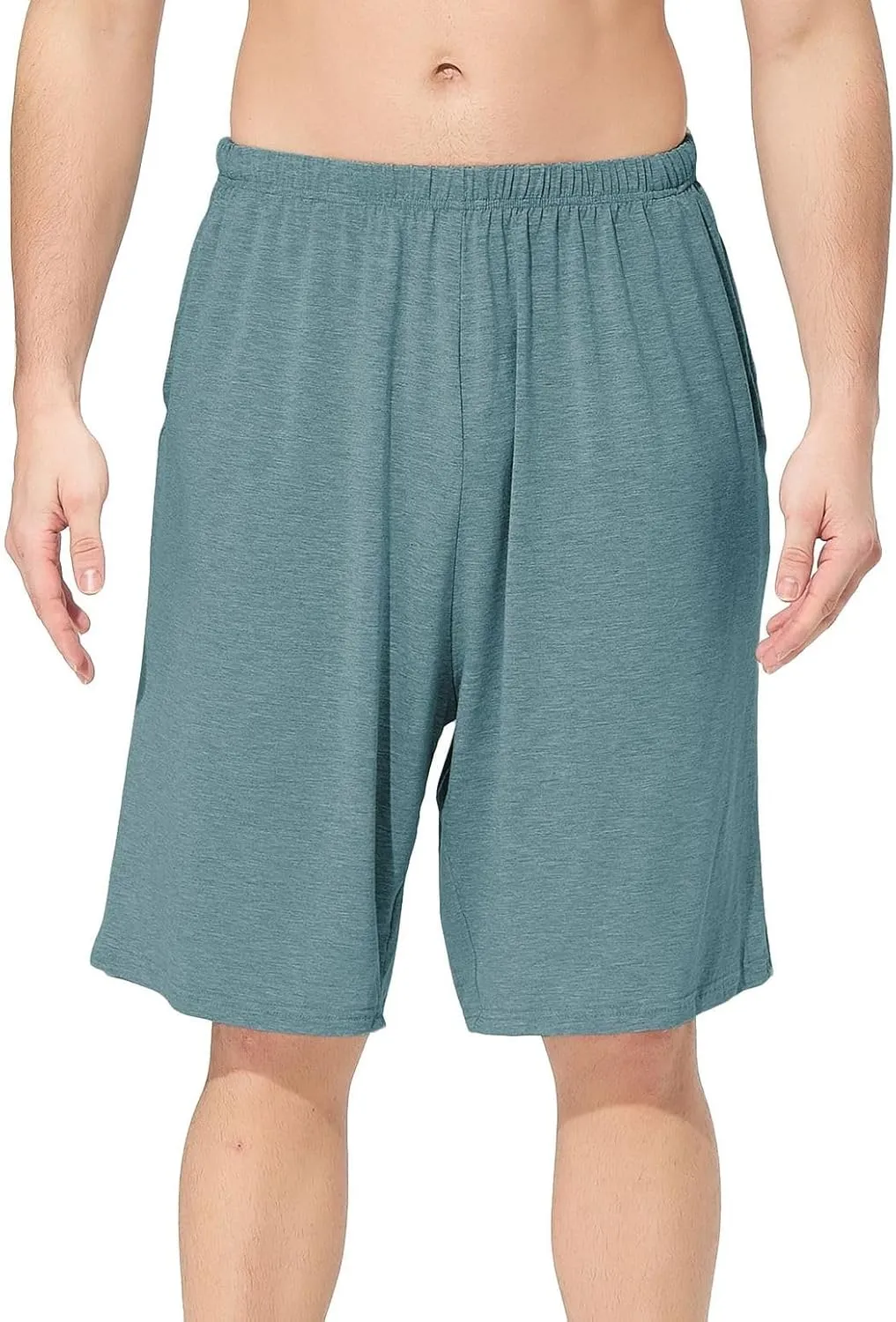 Men's Soft Pajama Shorts Cotton Pjs Bottoms Lightweight Summer Sleep Lounge Shorts Mid Waist Comfy