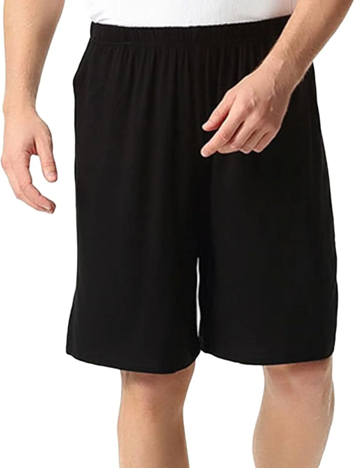 Men's Soft Pajama Shorts Cotton Pjs Bottoms Lightweight Summer Sleep Lounge Shorts Mid Waist Comfy