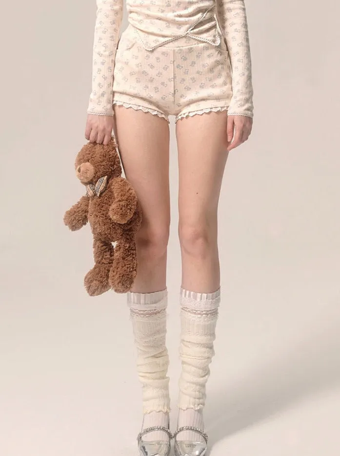 Milky Top Girly Shorts   Apricot Lace