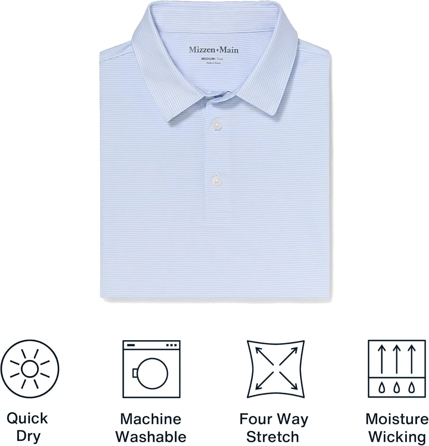 Mizzen Main Versa Men's Performance Short-Sleeve Polo - Lightweight, Moisture-Wicking, UPF 50 , 4-Way Stretch - Classic Fit