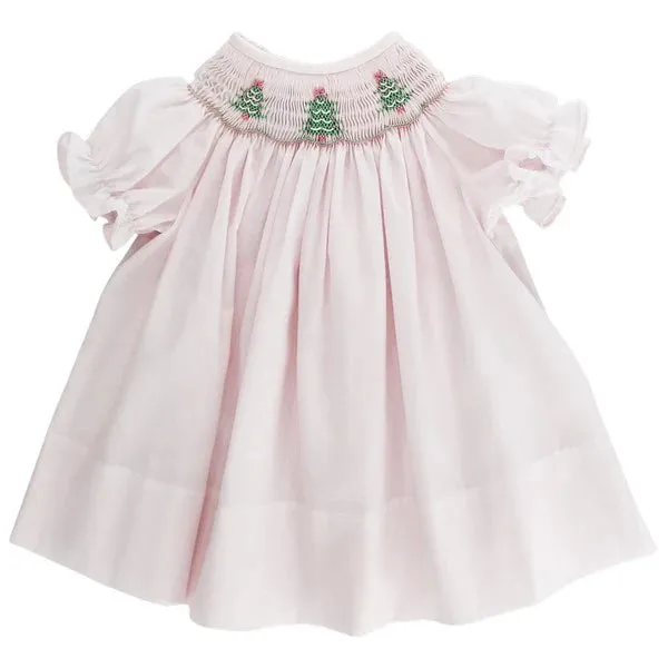 Pastel Christmas Trees Smocked Bishop