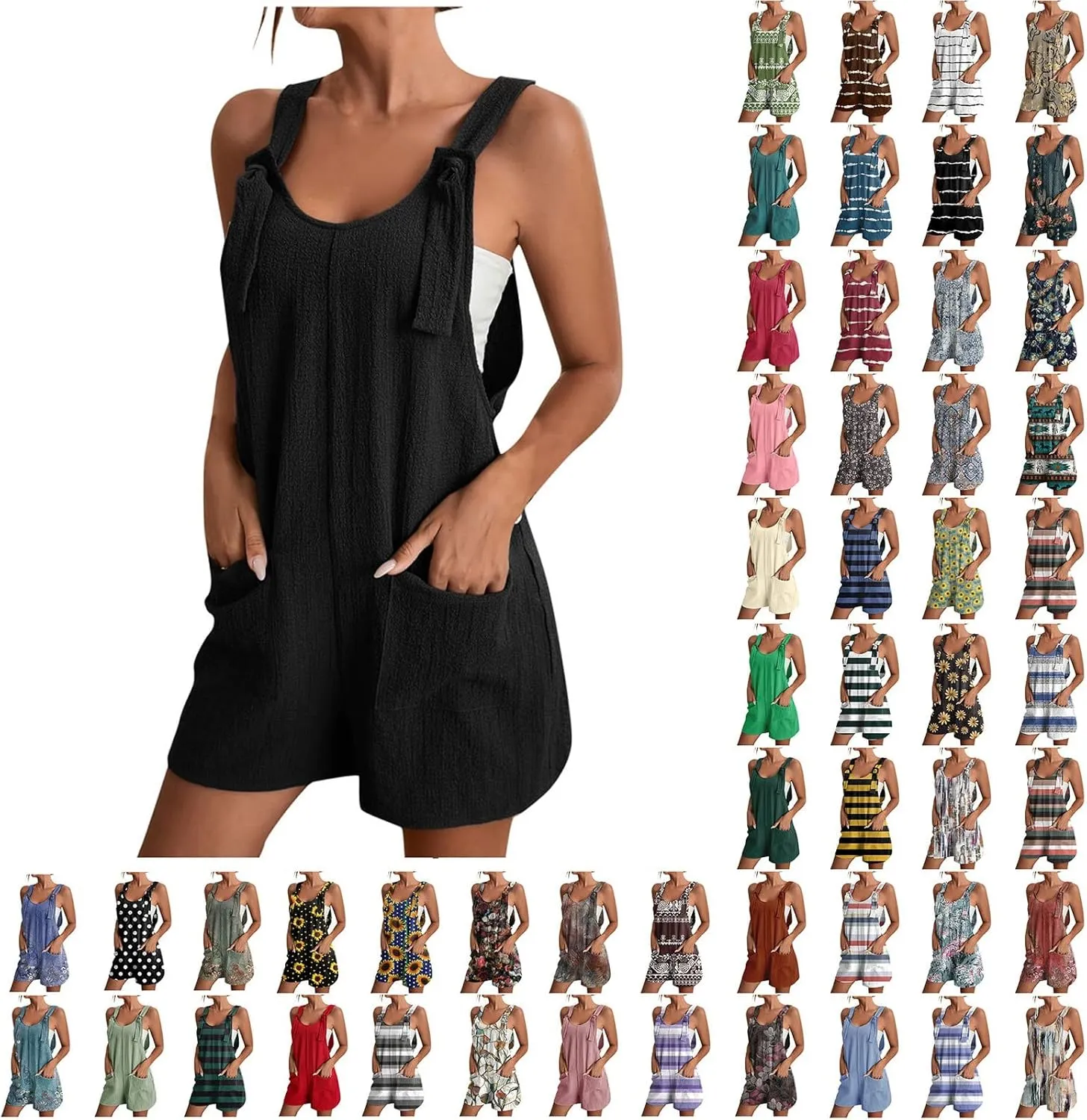 Romper for Women Summer Casual Jumpsuits Loose Fit Adjustable Strap Shorts Overalls 4th of July Jumpsuit for Women