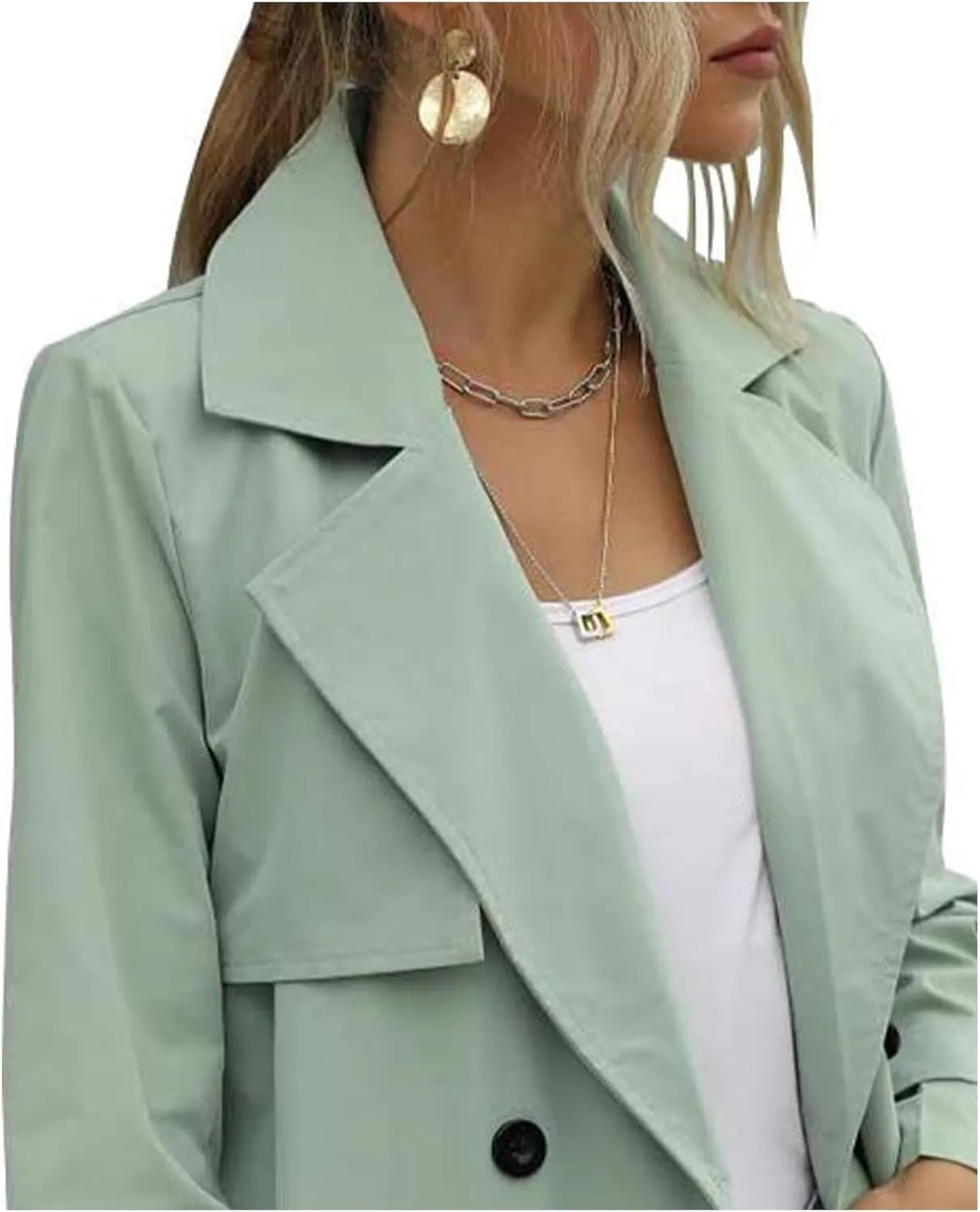 SEMATOMALA Women's Double Breasted Midi Trench Coat Flowy Light Weight Classic Belted Lapel Slim Windproof Overcoat