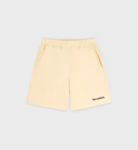 Serif Logo Soft Gym Short - Almond/Navy