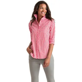 Vineyard Vines Relaxed Seabreeze Gingham Pocket Button-Up Coral Red