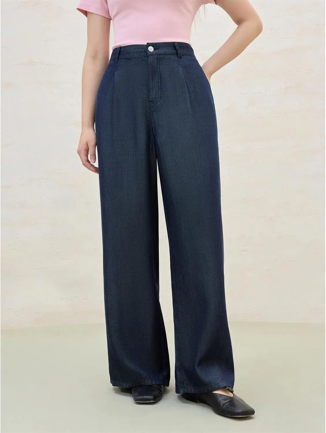 Women Casual Trousers Office Relaxed Straight-Leg Pants High Ladies Trousers Baggy Wide Leg Female