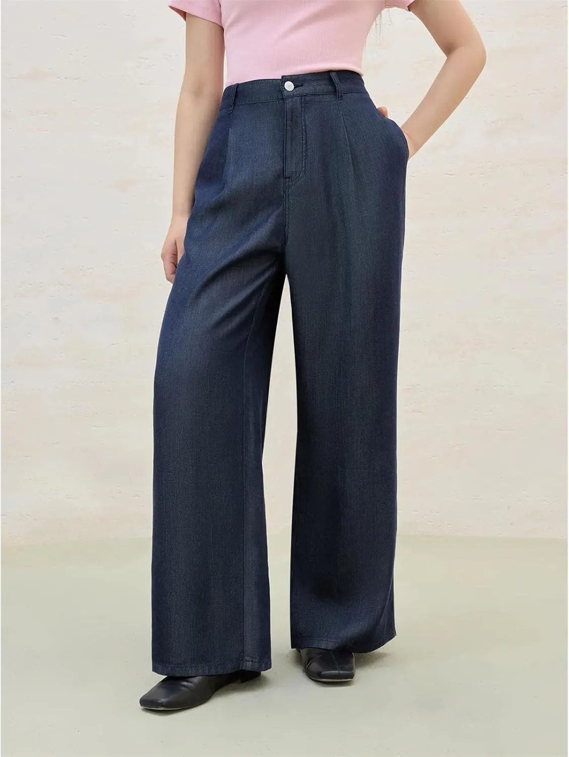 Women Casual Trousers Office Relaxed Straight-Leg Pants High Ladies Trousers Baggy Wide Leg Female