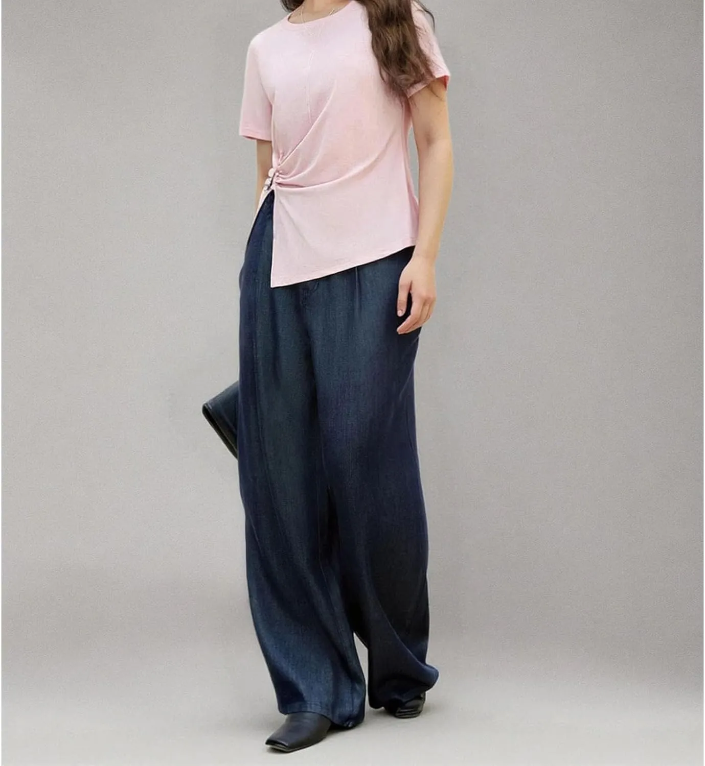 Women Casual Trousers Office Relaxed Straight-Leg Pants High Ladies Trousers Baggy Wide Leg Female