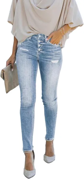 Women's Boyfriend Skinny Jeans Ripped Distressed Stretchy Denim Pants