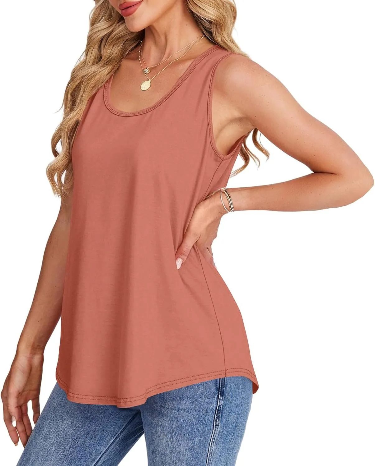 Womens Tank Tops Dressy Casual Fitted Fashion Crew Neck Sleeveless Clothes Hawaiian Vacation Solid Comfy Camisole