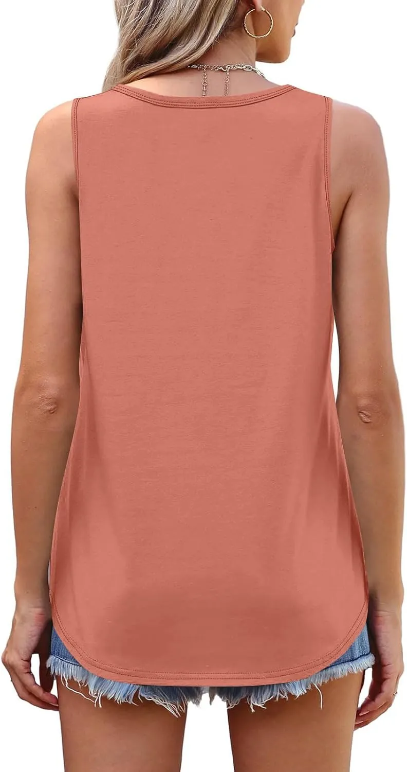Womens Tank Tops Dressy Casual Fitted Fashion Crew Neck Sleeveless Clothes Hawaiian Vacation Solid Comfy Camisole