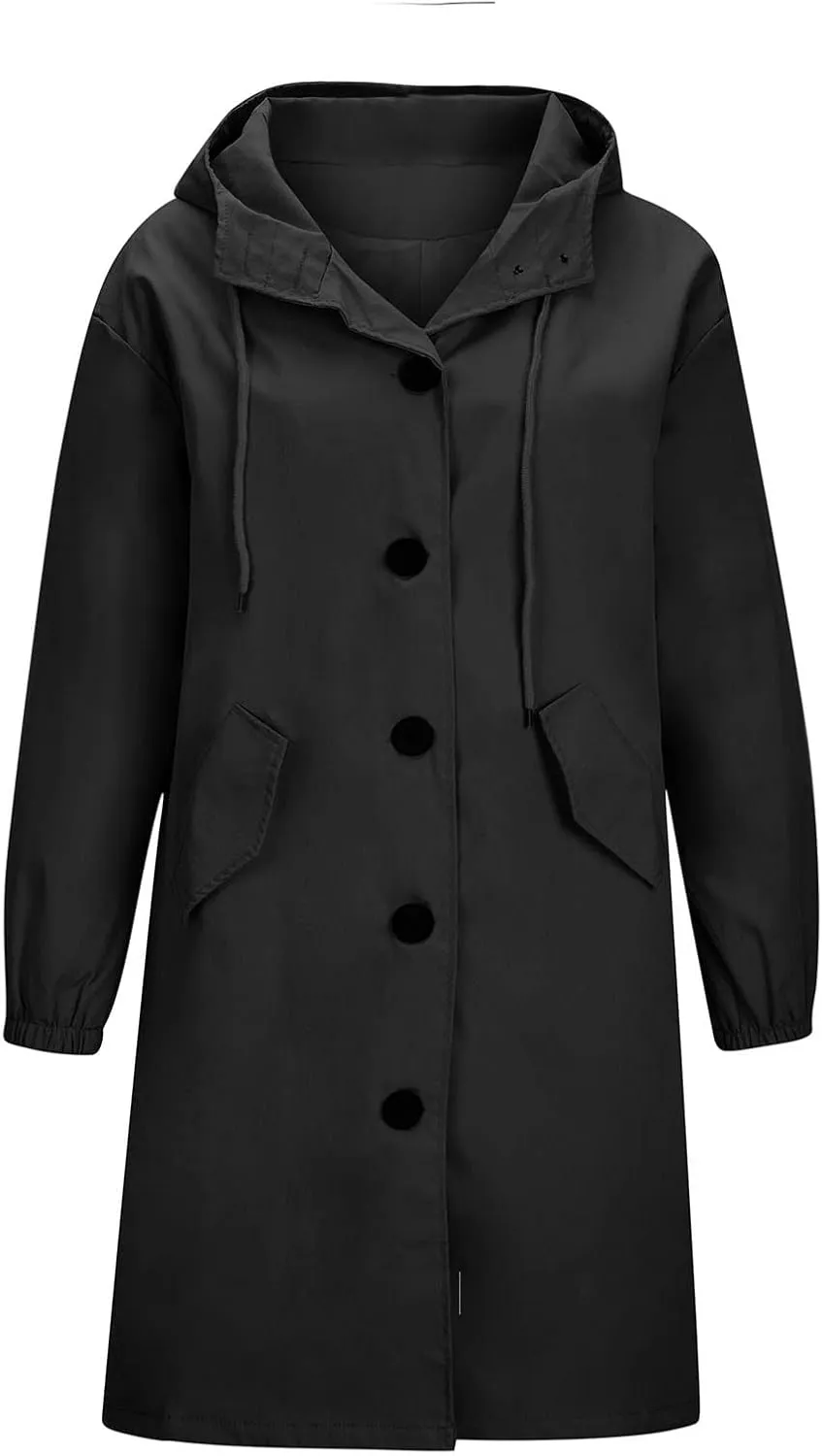 XUNRYAN Women's Windbreaker Waterproof Lightweight Rain Jacket Active Outdoor Hooded Raincoat Light Thin Maxi Long Coat
